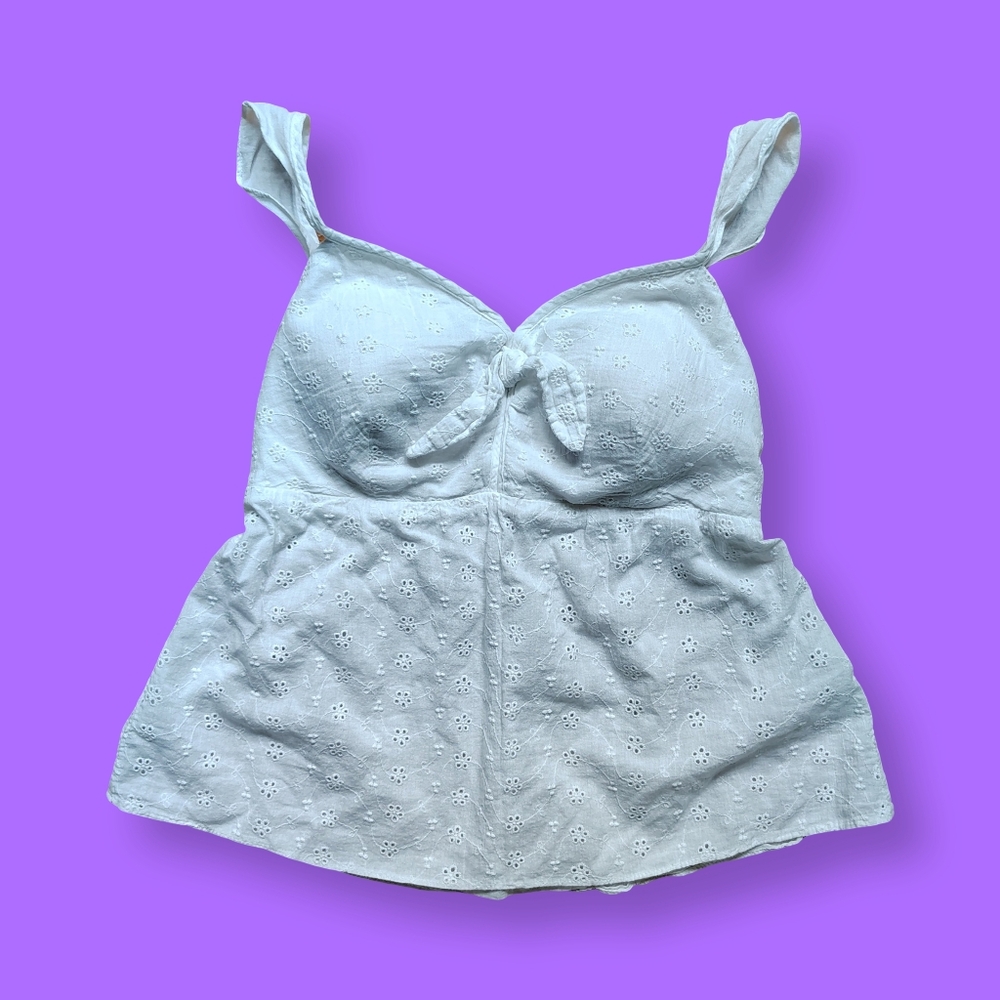 Y2K Vintage Candies Top Women's White Sz Medium Cami Lace Coquette Fairy Tank
